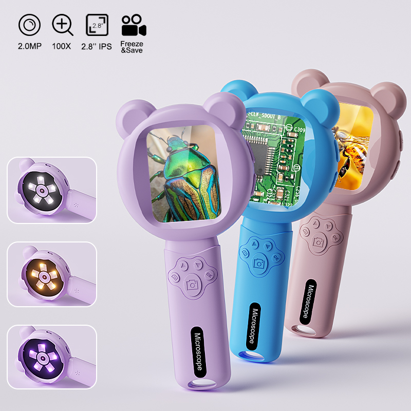Kids Outdoor Microscope - Kids Digital Magnifier 2.8’’ Screen Portable