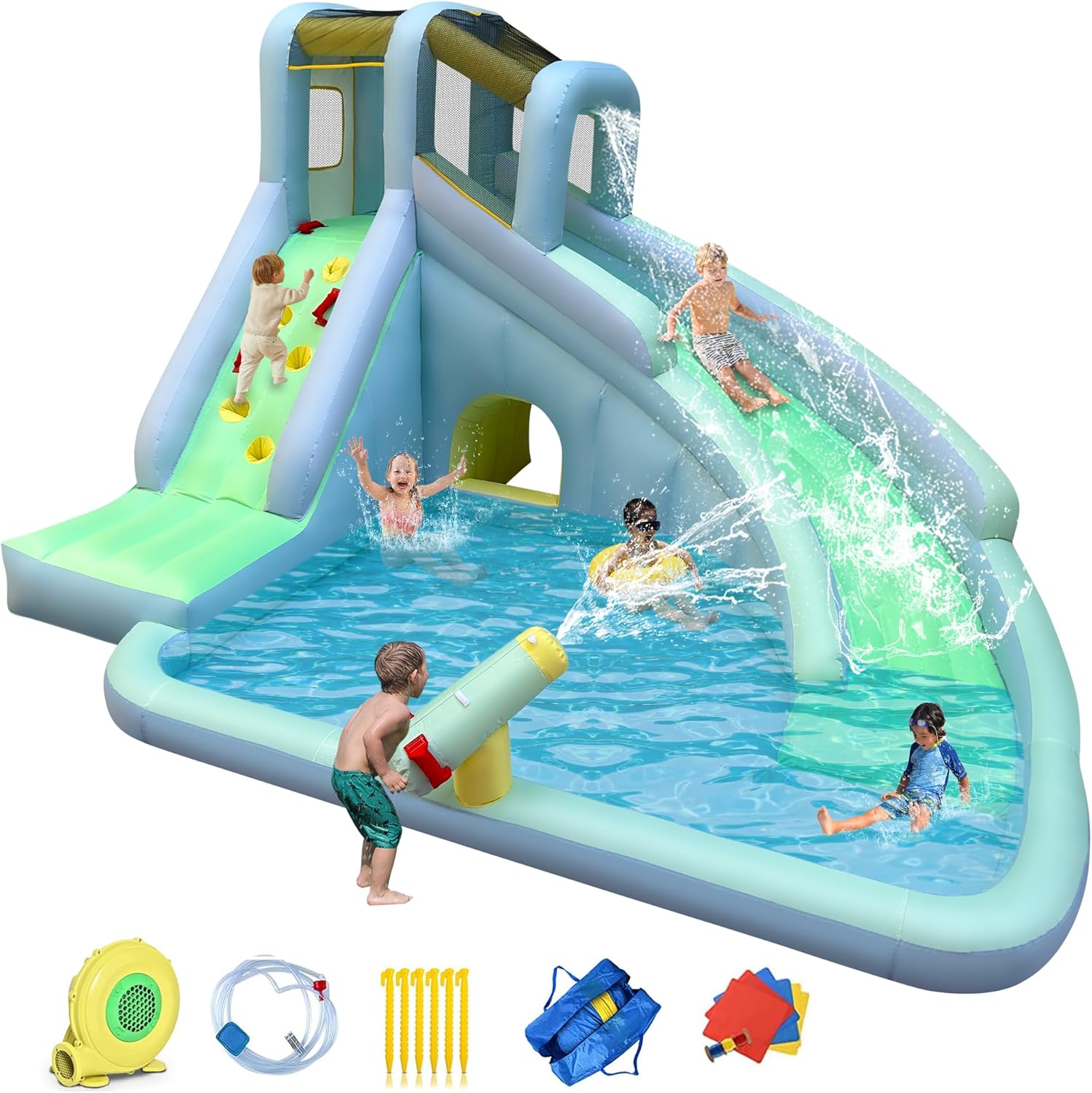 6-in-1 Inflatable Kids Bounce  - Kids Outdoor House With Slide review and price