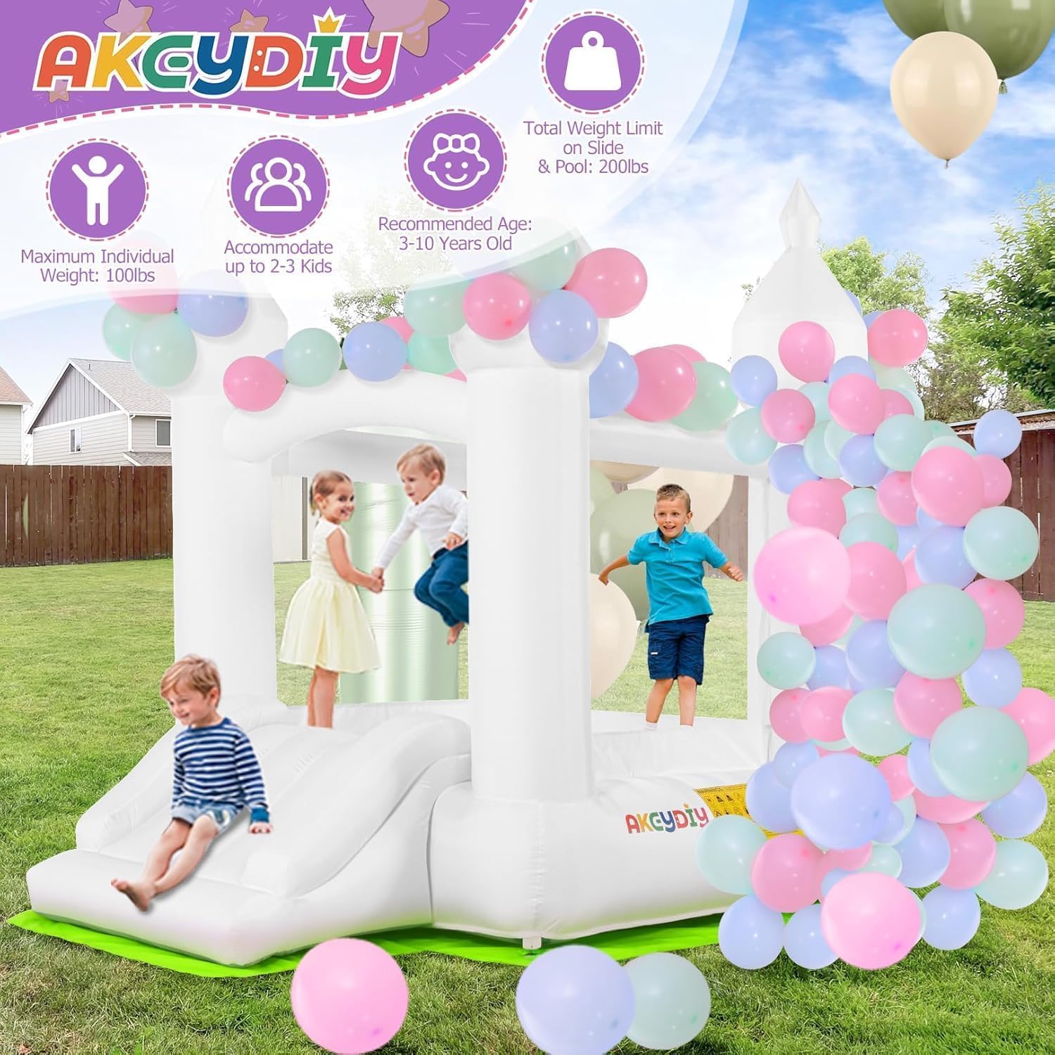 White Bounce House Indoor Outd - Kids Outdoor House With Slide review and price
