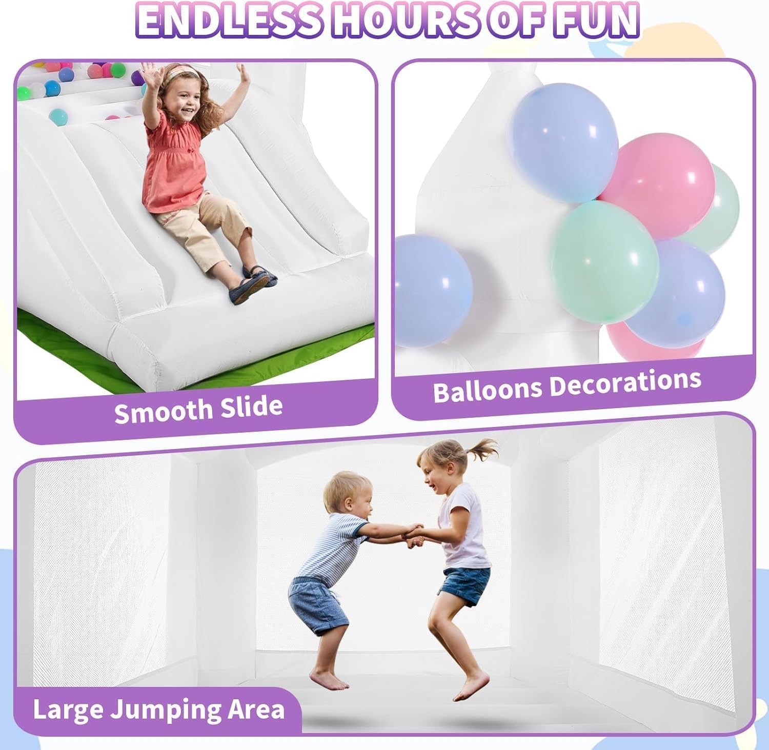 White Bounce House Indoor Outd - Kids Outdoor House With Slide review and price