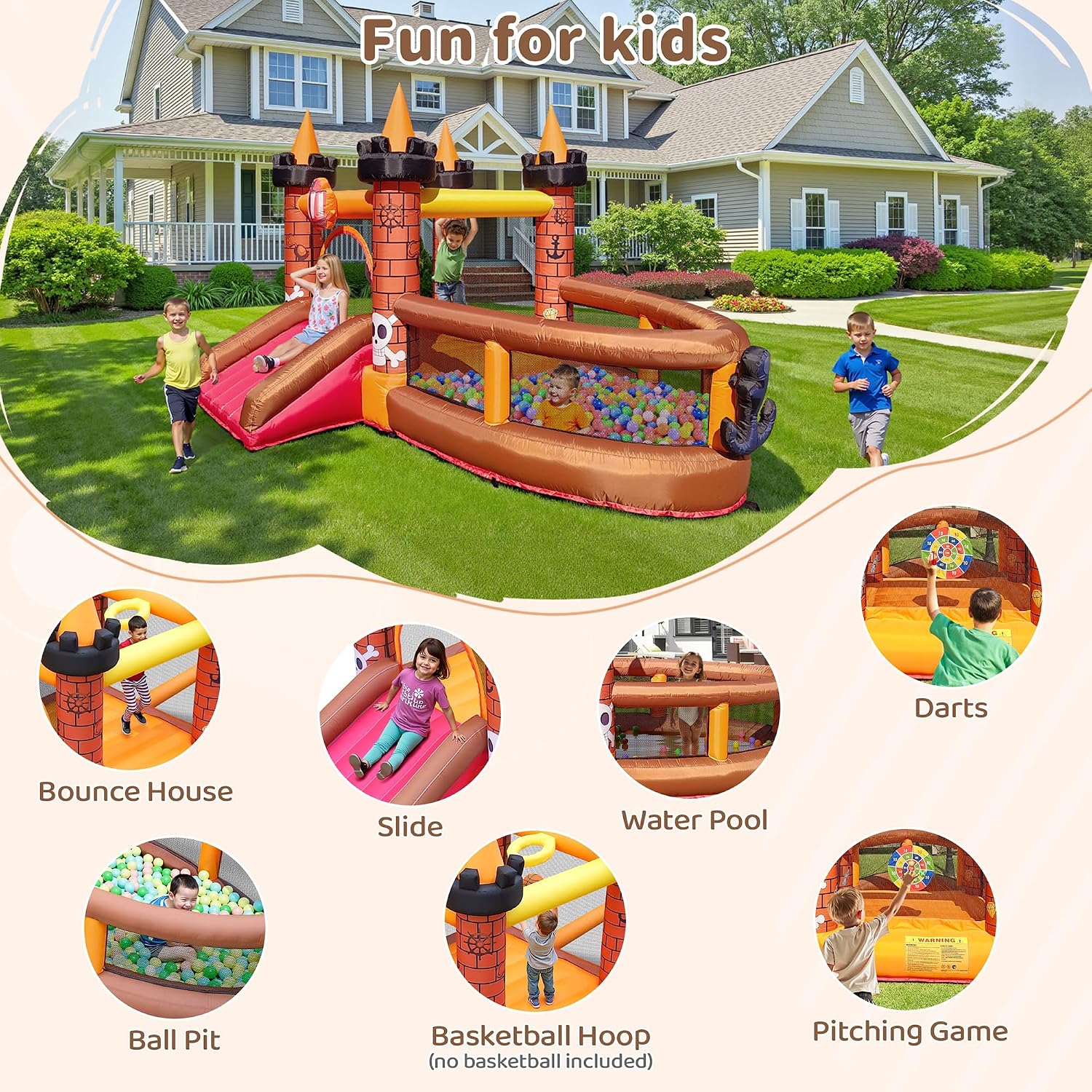 Inflatable Bounce House for Ki - Kids Outdoor House With Slide review and price