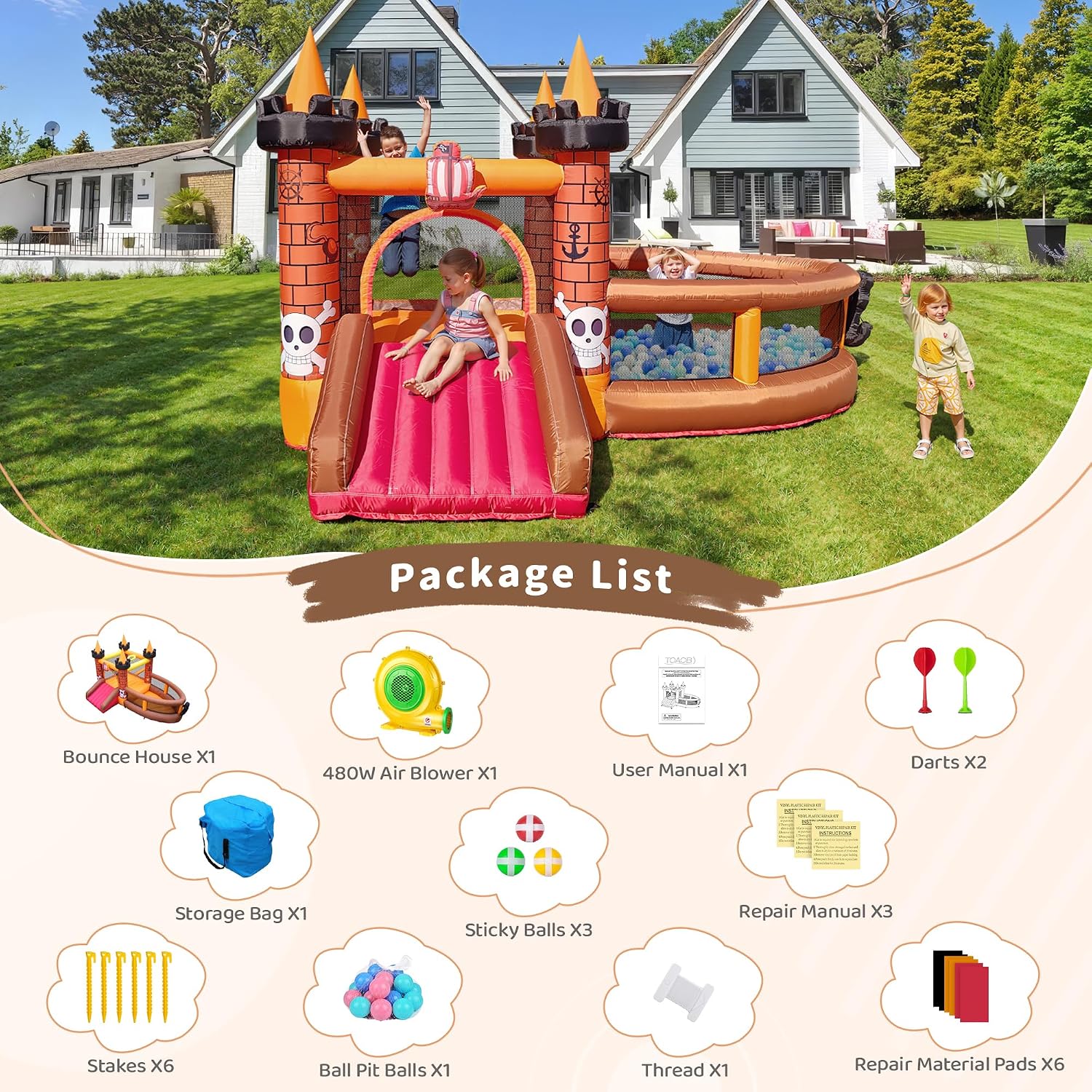 Inflatable Bounce House for Ki - Kids Outdoor House With Slide review and price