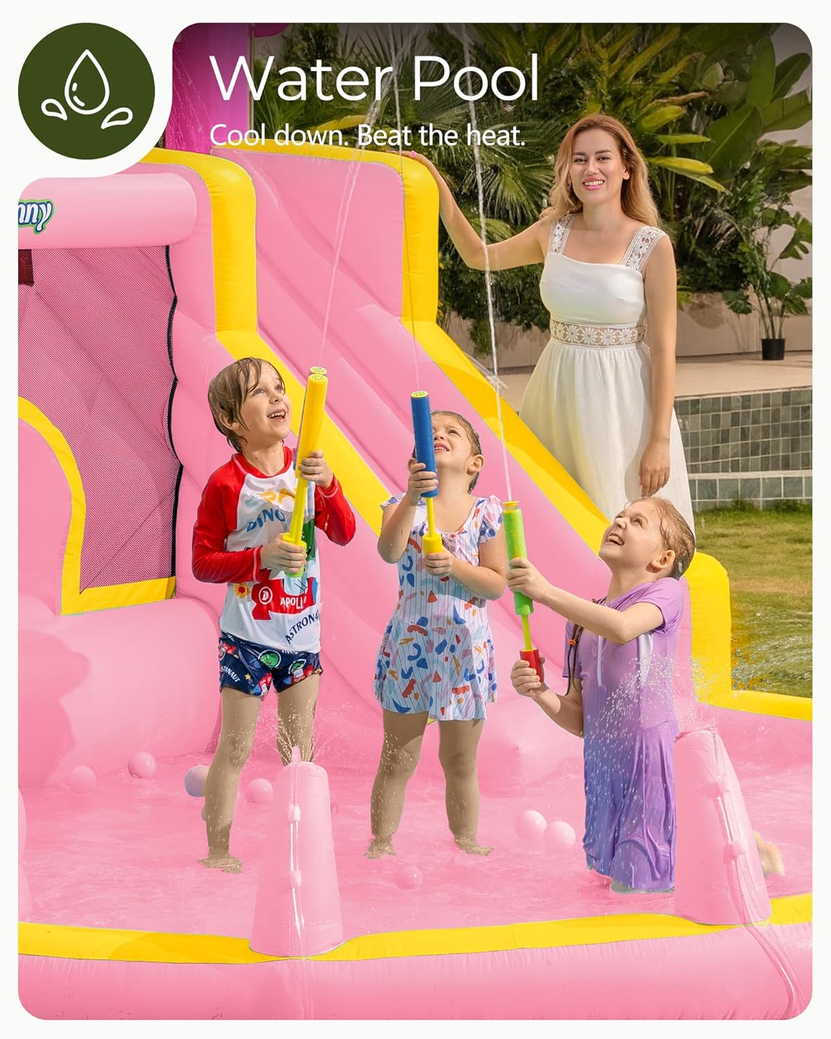 Pink Inflatable Water Slide Bo - Kids Outdoor House With Slide review and price