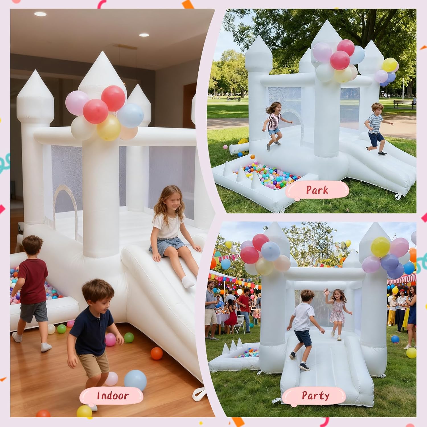 White Bounce House, Indoor and - Kids Outdoor House With Slide review and price