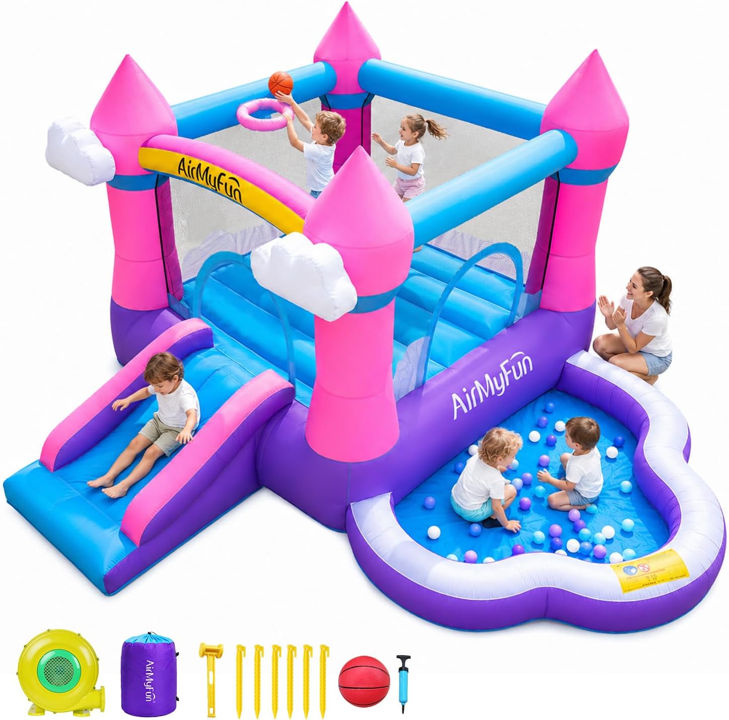 Pink Indoor/Outdoor Inflatable - Kids Outdoor House With Slide review and price