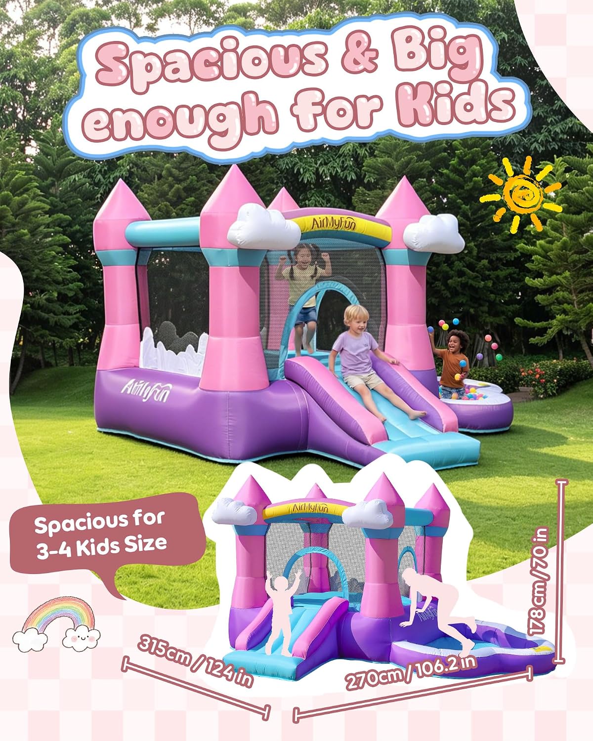 Pink Indoor/Outdoor Inflatable - Kids Outdoor House With Slide review and price