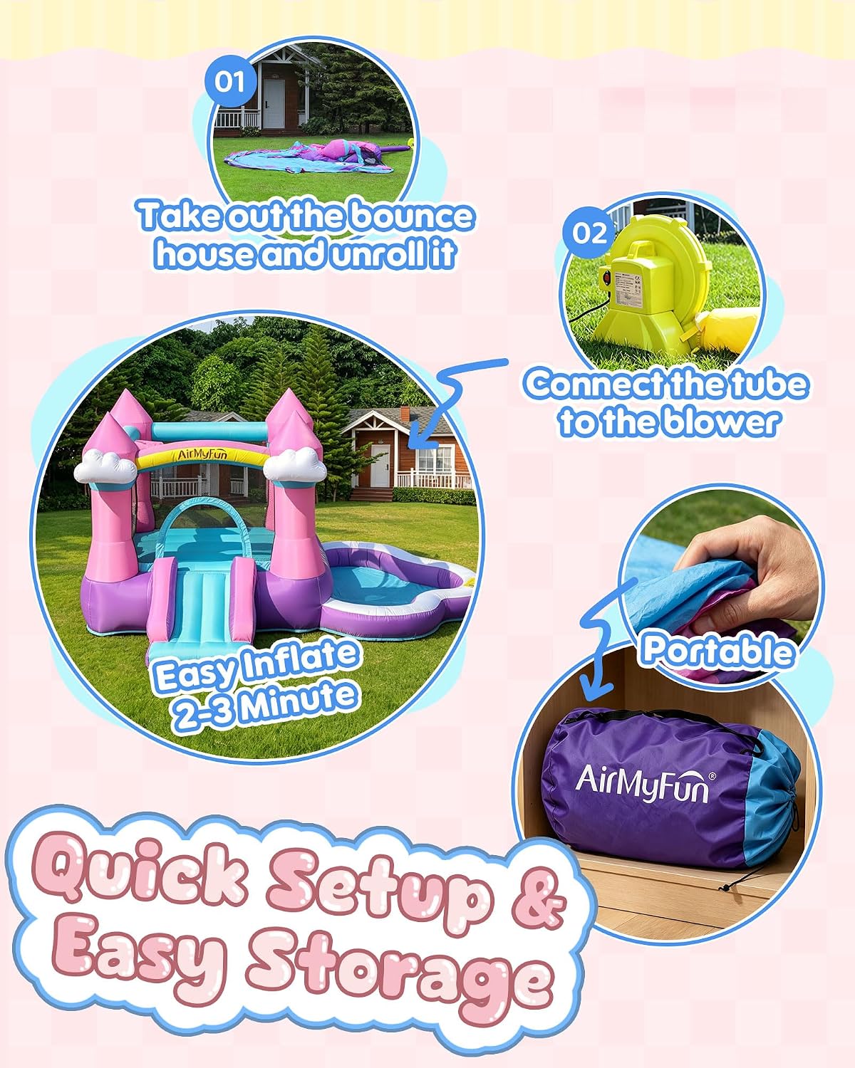 Pink Indoor/Outdoor Inflatable - Kids Outdoor House With Slide review and price