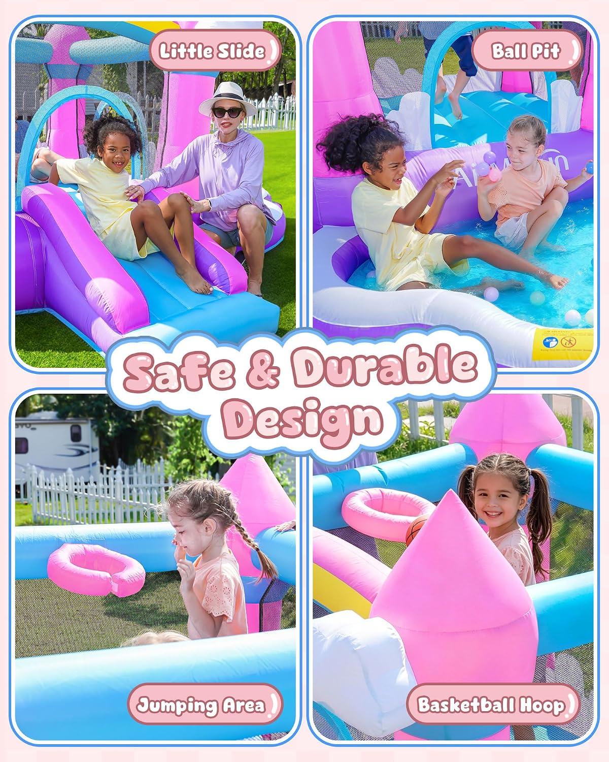 Pink Indoor/Outdoor Inflatable - Kids Outdoor House With Slide review and price