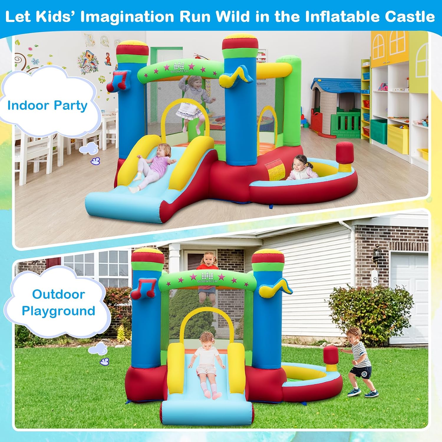 Inflatable Bounce House with B - Kids Outdoor Ball review and price