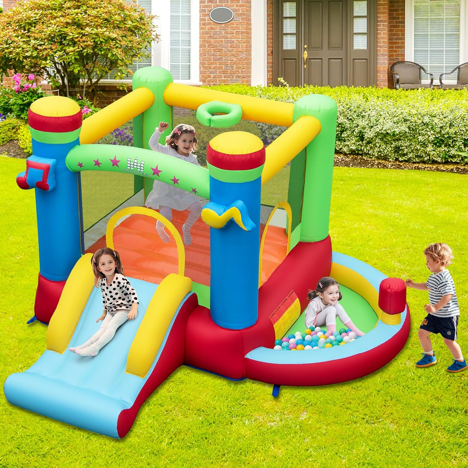 Inflatable Bounce House with B - Kids Outdoor Ball review and price