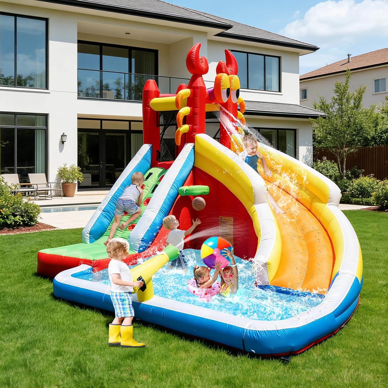 Large Inflatable Bounce House  - Kids Outdoor House With Slide review and price