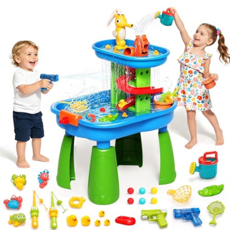 Outdoor water table for kids 3 - Kids Outdoor Sensory Table review and price