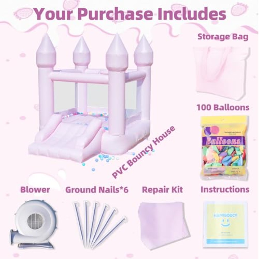 PVC bounce house for kids 3-6  - Kids Outdoor House With Slide review and price